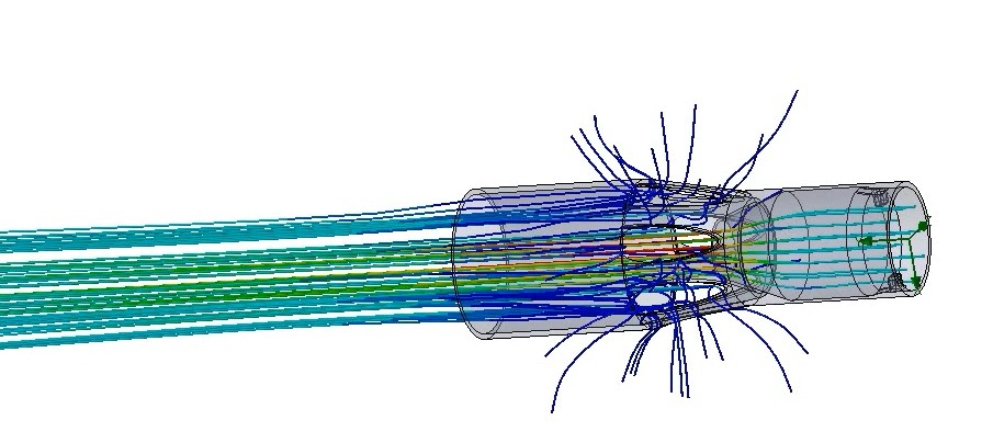 Particle and velocity visualization inside a duct