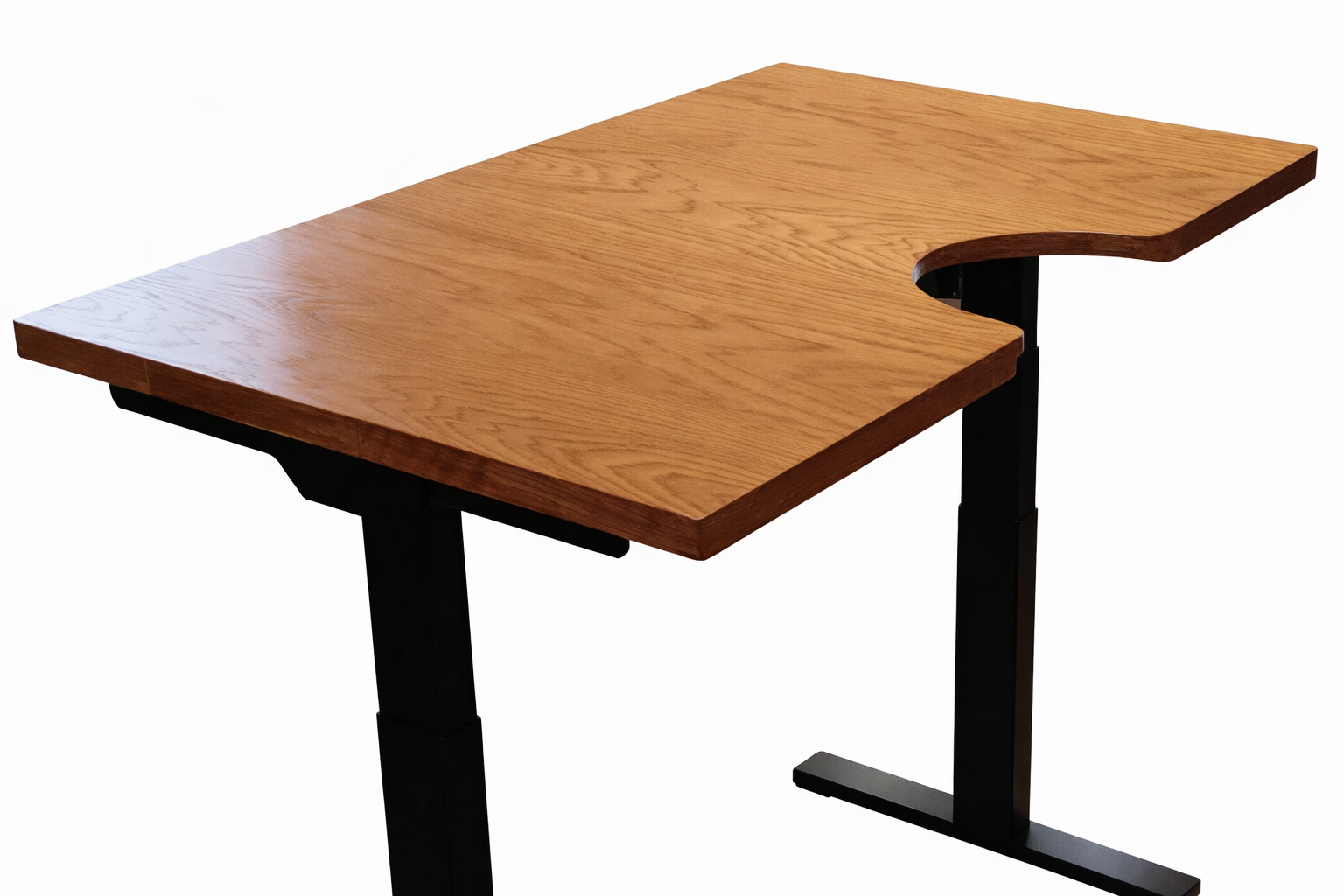 Custom ergonomic standing desk with stand-in cutout