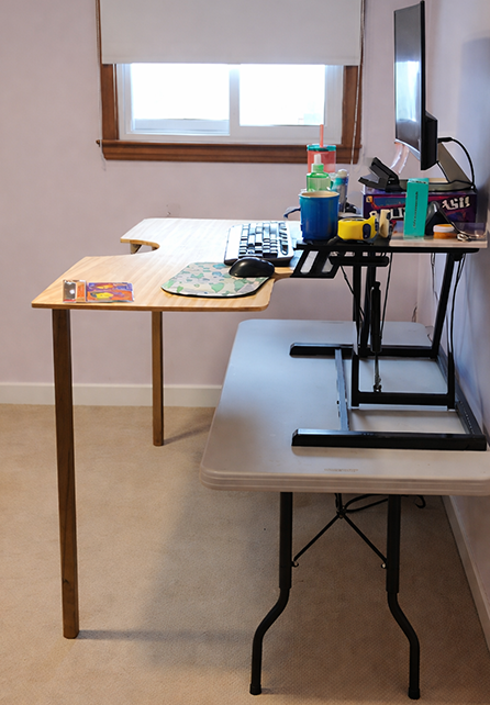 Early prototype showing stand-in cutout used to validate ergonomic posture